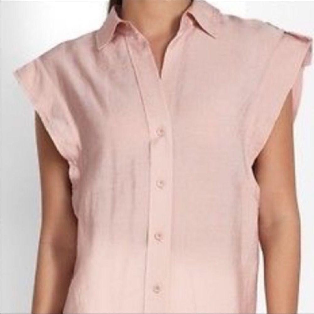BCBGMAXAZRIA Thelma Light Pink Sleeveless Button Up Tunic Blouse